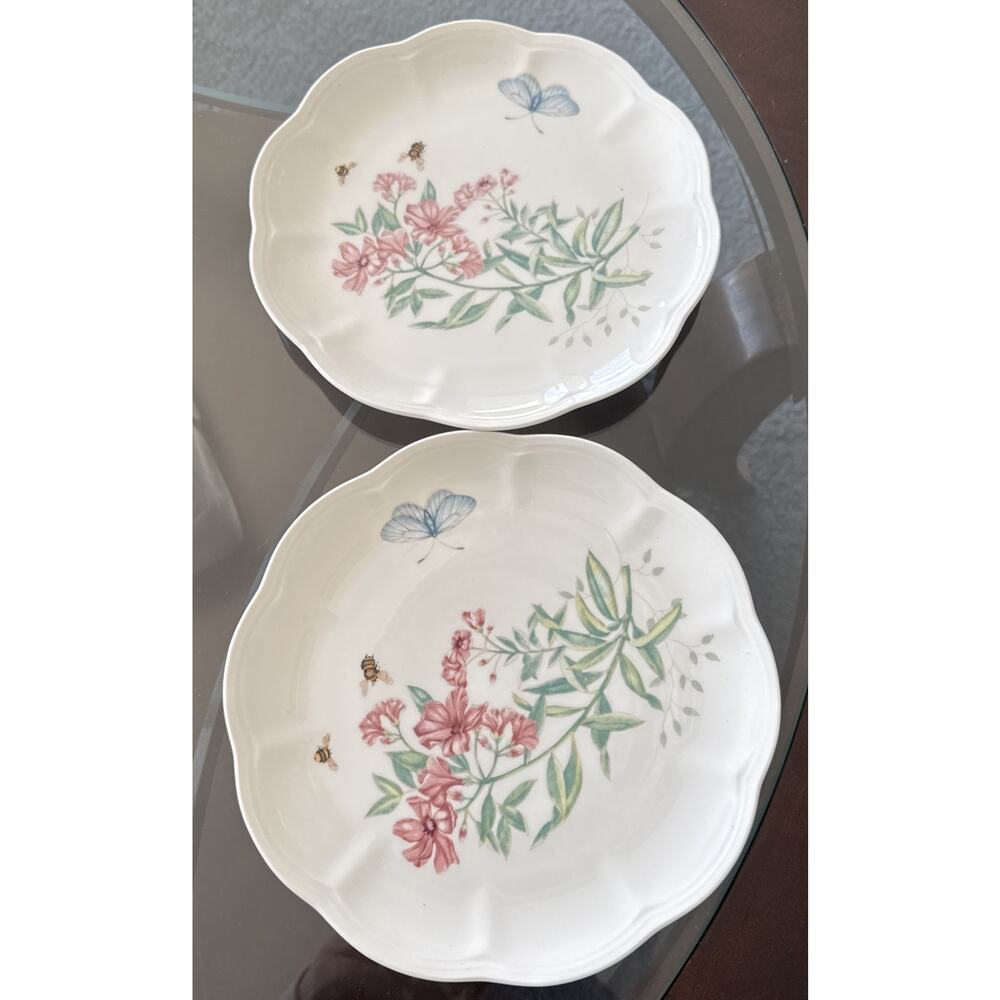 New Lenox Butterfly Meadow Luncheon plates 9” Set Of 2 Swallowtail ￼